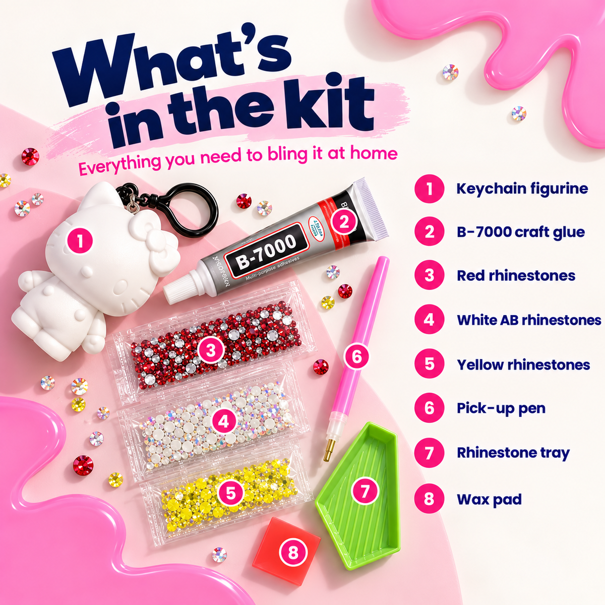 DIY bedazzle keychain kit with rhinestones, glue and tools | Paint Me Bear – photo 2