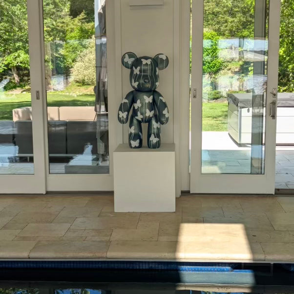 Custom hand-painted 3 ft bear sculpture by Paint Me Bear NYC